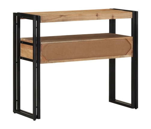 Mesa de Consola  Negra 90x33x75 cm de Madera Maciza de Acacia y Metal