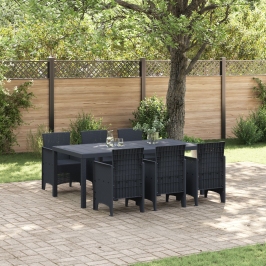Conjunto de Comedor de Jardín de 7 Piezas  Antracita Ratan Polipropileno