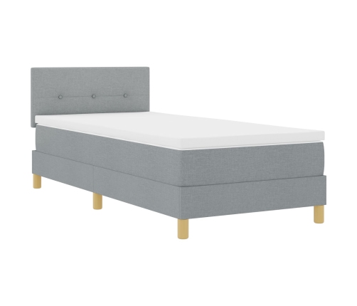 Cama con base  con colchón y LED gris claro 100x200 cm tela