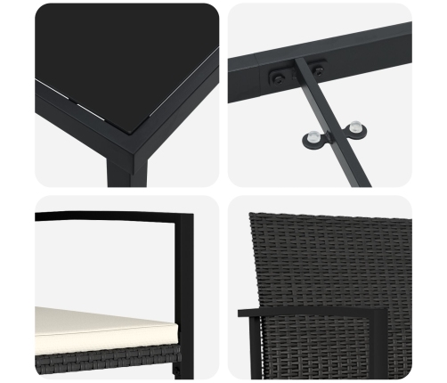 Conjunto de Comedor de Jardín de 9 Piezas  Negro Poliratán