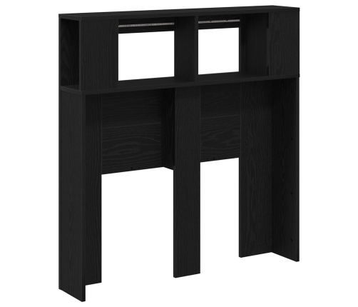 Cabecera de Almacenamiento  con Luces LED Roble Negro 100x18,5x103,5 cm