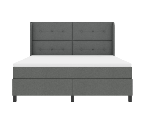 Cama con base caja  y colchón gris oscuro 180x200 cm tela