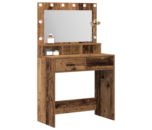 Mesita de Tocador  con Luces LED de Madera Vieja 79x41x135 cm