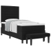Cama Box Spring  con Colchón y Banco Negro 90x200 cm Tela
