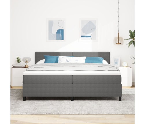 Cama Box Spring con Colchón Gris 200x200 cm Tela de Pana