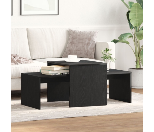 Mesa de Centro  Negra y de Roble 100x48x40 cm de Madera de Ingeniería