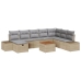 Juego de Sofá de Jardín Set de 9 Beige Poliratán