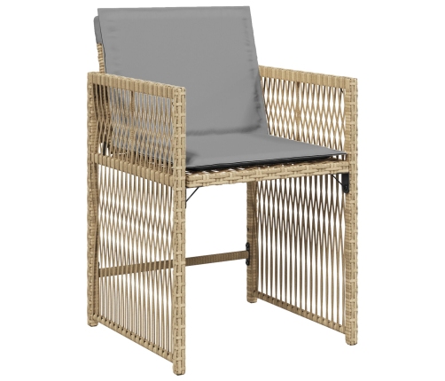 Juego de Comedor de Jardín de 5 Piezas con Cojines Beige Poliratán