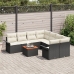Set de Sofás de Jardín  de 9 Piezas con Cojines Negro Polirratán Acacia