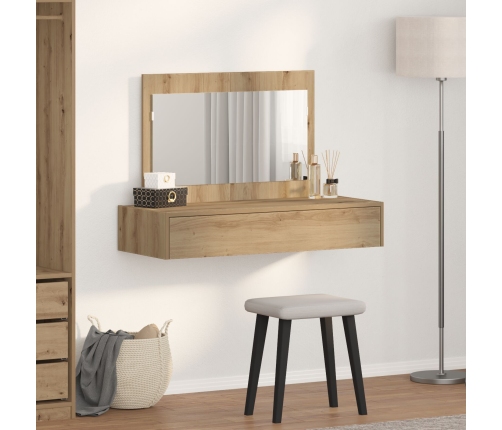 Mesa de Tocador Colgante de Pared de Roble Artesanal 100x40x70 cm