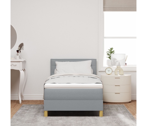 Cama con Base con Colchón y Luz LED Gris Claro 90x200 cm Tela