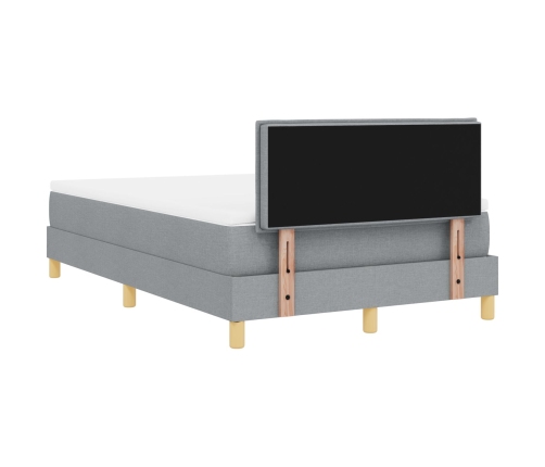 Cama Box Spring con Colchón y Luz LED Gris Claro 120x200 cm Tela