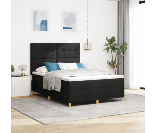 Cama de Muelles  con Colchón Negra 140x200 cm Tela