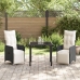 Set de Comedor de Jardín de 3 Piezas con Cojines de  Poliratán Negro