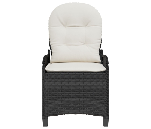 Sillón reclinable  con cojín de poliratán negro