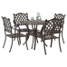 Conjunto de Comedor de Jardín de 5 Piezas de Bronce de Aluminio Fundido