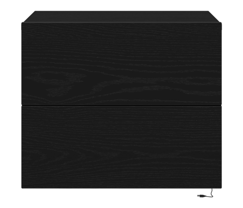 Cabinet de Noche  con LED Montado en la Pared Roble Negro 50x39x41 cm