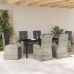 Conjunto de Comedor de Jardín de 7 Piezas con Cojines Gris de Poliratán