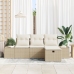 Conjunto de Sofá de Jardín de 4 Piezas con Cojines Ratán Plástico Beige