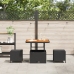 Conjunto de Comedor de Jardín de 3 Piezas con Cojines Negro de Ratán de Poliéster y Acacia