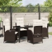 Set de Comedor para Jardín de 5 Piezas con Cojines Marrón PE Ratán