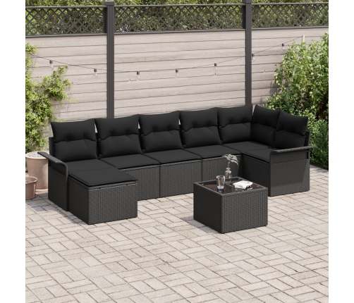 Conjunto de Sofá de Jardín  de 8 Piezas con Cojines Beige de Poliratán