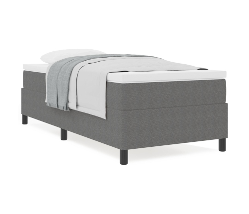 Cama Box Spring de  con Colchón Gris 90x200 cm Tela de Microgamuza