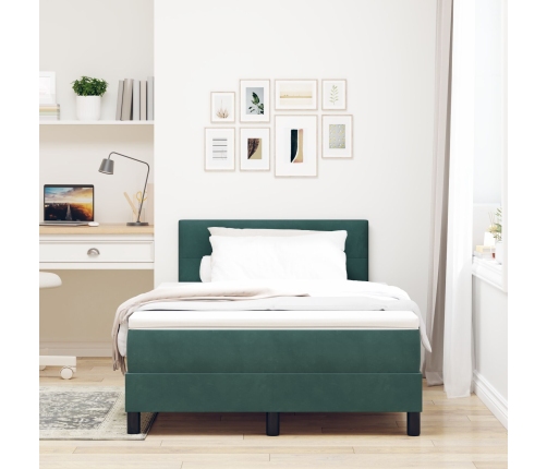 Cama Box Spring  con Colchón Verde Oscuro 120x200 cm Terciopelo