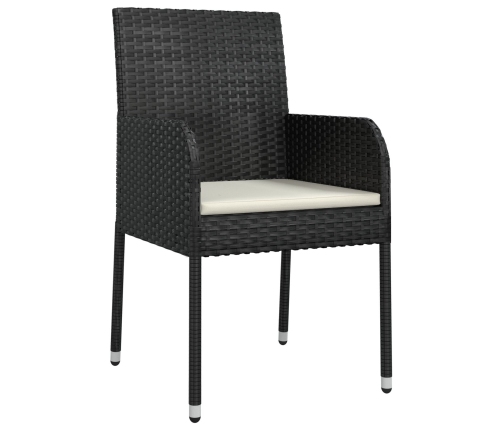 Set de Comedor de Jardín de 5 Piezas  con Cojines Negro Poliratán
