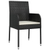 Set de Comedor de Jardín de 5 Piezas  con Cojines Negro Poliratán