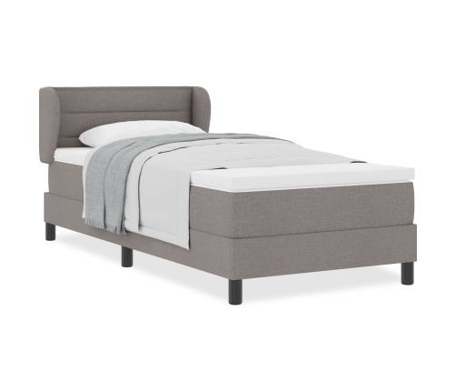 Cama con somier y colchón  en taupe 90x190 cm de tela