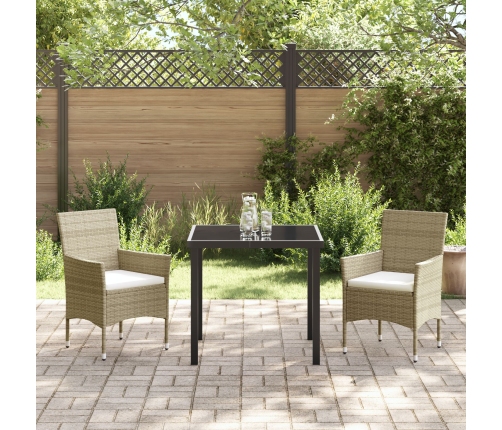 Set de Comedor de Jardín  3 Piezas Beige Ratán Sintético