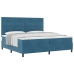 Cama Box Spring  con Colchón Azul Oscuro 200x200 cm Terciopelo