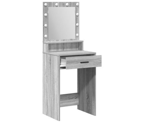 Mesa de tocador  con luces LED Gris Sonoma 50x41x135 cm