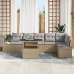 Conjunto de Sofá de Jardín de 7 Piezas con Cojines de Ratán Poliéster Beige