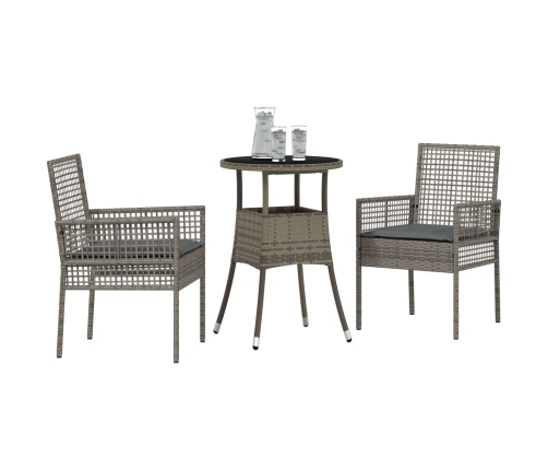 Juego de Comedor de Jardín de 3 Piezas Gris Ratán Sintético
