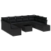 Conjunto de Sofá de Jardín  Set de 10 Negro Ratán, Poliéster, Acero