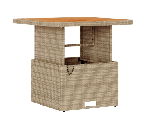 Conjunto de Comedor para Jardín de 3 Piezas con Cojines Beige de Ratán Polímero y Acacia