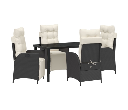 Juego de Comedor de Jardín de 5 Piezas Rattan Negro