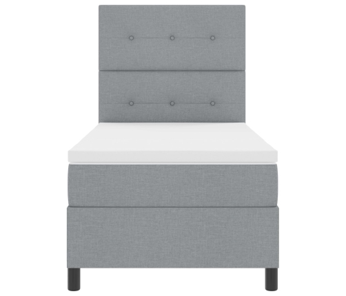 Cama con box spring  con colchón gris claro 90x200 cm tela