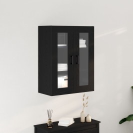 Gabinete Montado en la Pared con Puertas de Vidrio Roble Negro 69.5x34x90 cm