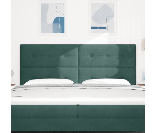 Cabecero  con Botones Verde Oscuro 200 cm Terciopelo