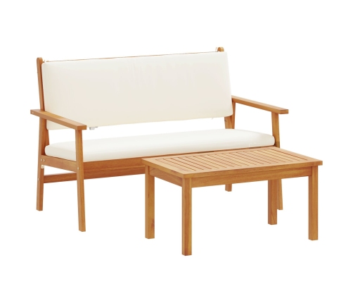 Set de sofá de jardín de 4 piezas con cojines de madera maciza de acacia