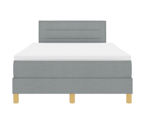 Cama Box Spring con Colchón y Luz LED Gris Claro 120x200 cm Tela