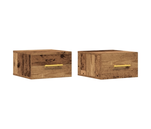 Mesitas de noche  2 pcs Montadas en la pared Madera vieja 35x35x20 cm