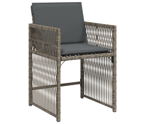 Conjunto de Comedor de Jardín de 5 Piezas con Cojines Gris de Poliratán
