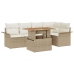 Set de comedor de jardín de 6 piezas con cojines en Beige de Poliratán