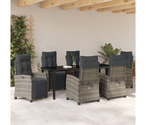 Conjunto de 7 piezas para exteriores de jardín gris de ratán sintético