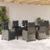 Conjunto de 7 piezas para exteriores de jardín gris de ratán sintético