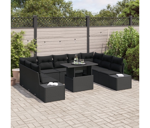 Conjunto de Sofá de Jardín  Set de 10 Negro